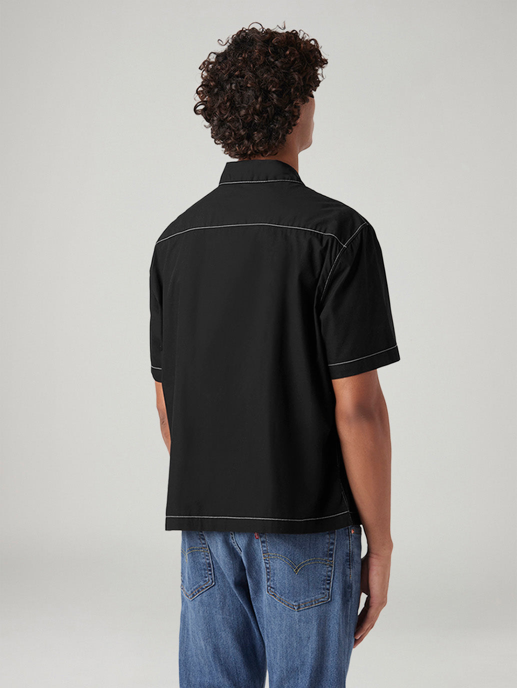 Men's Solid Relaxed Fit Poplin Shirt - Back View