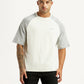 Men's Colorblock Off White Loose Fit T-shirt - Front View