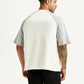 Men's Colorblock Off White Loose Fit T-shirt - Back View
