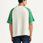 Men's Colorblock White Loose Fit T-shirt - Back View