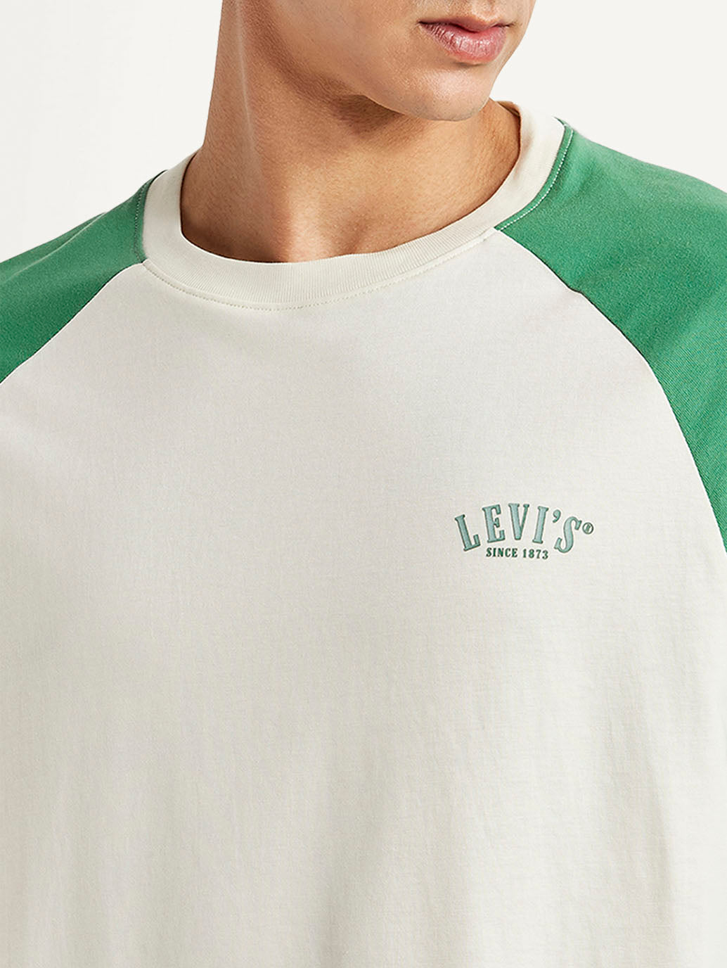Men's Colorblock White Loose Fit T-shirt - Detail View