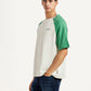 Men's Colorblock White Loose Fit T-shirt - Side View