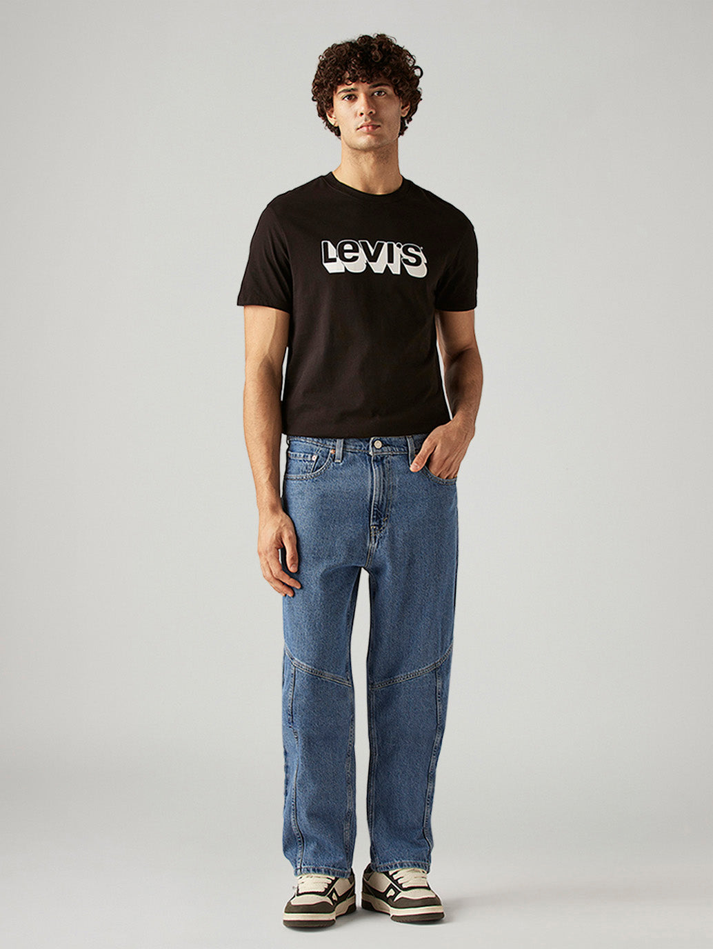 Men's 568 Blue Loose Fit Mid Rise Jeans - Front View