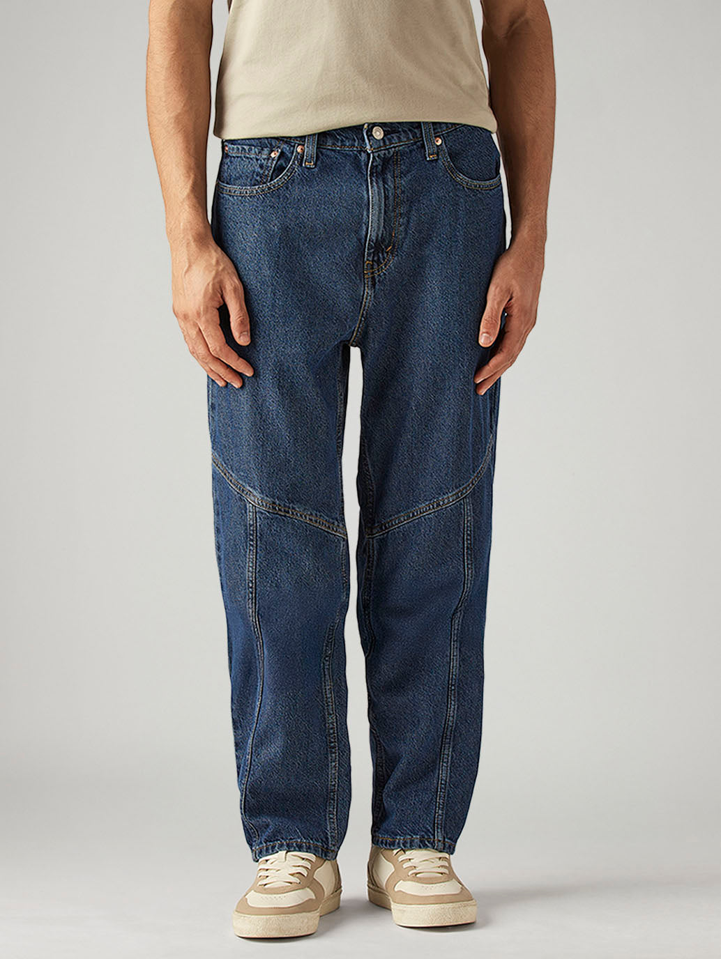 Men's 568 Dark Blue Loose Fit Mid Rise Jeans - Front View