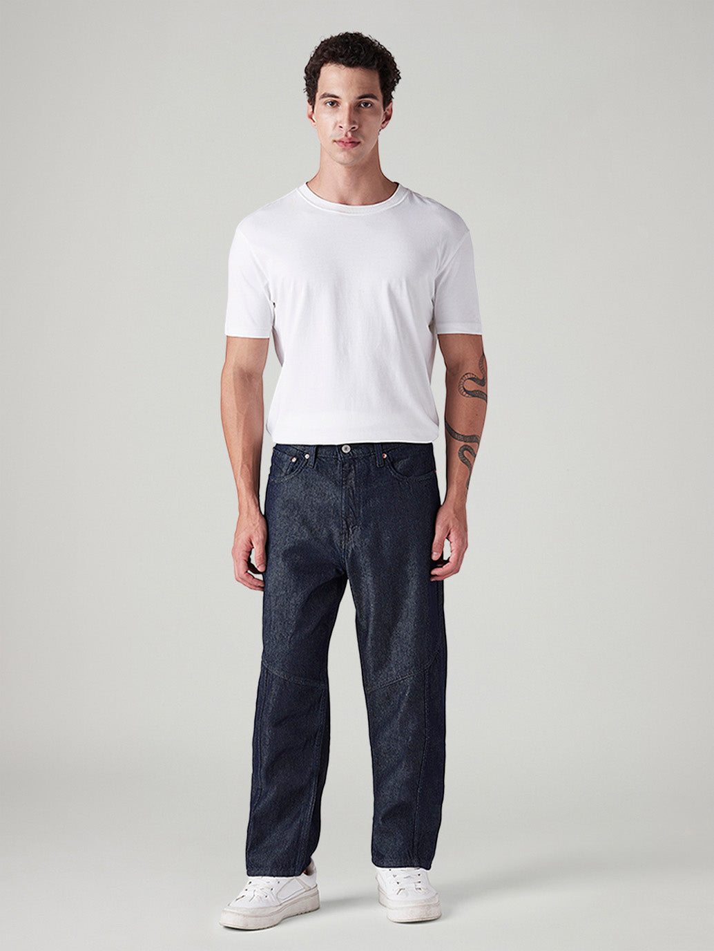 Men's 568 Dark Blue Loose Fit Mid Rise Jeans - Front View