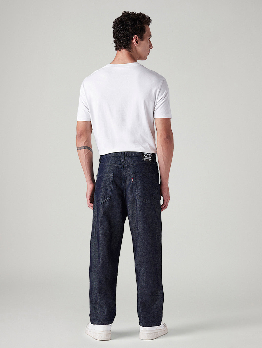 Men's 568 Dark Blue Loose Fit Mid Rise Jeans - Back View