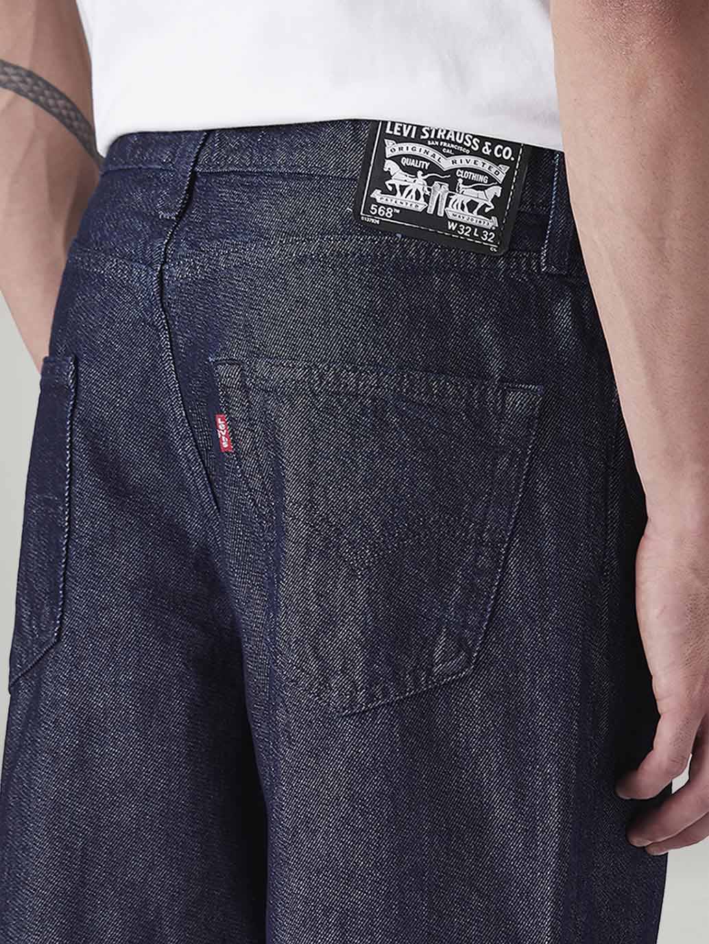 Men's 568 Dark Blue Loose Fit Mid Rise Jeans - Detail View