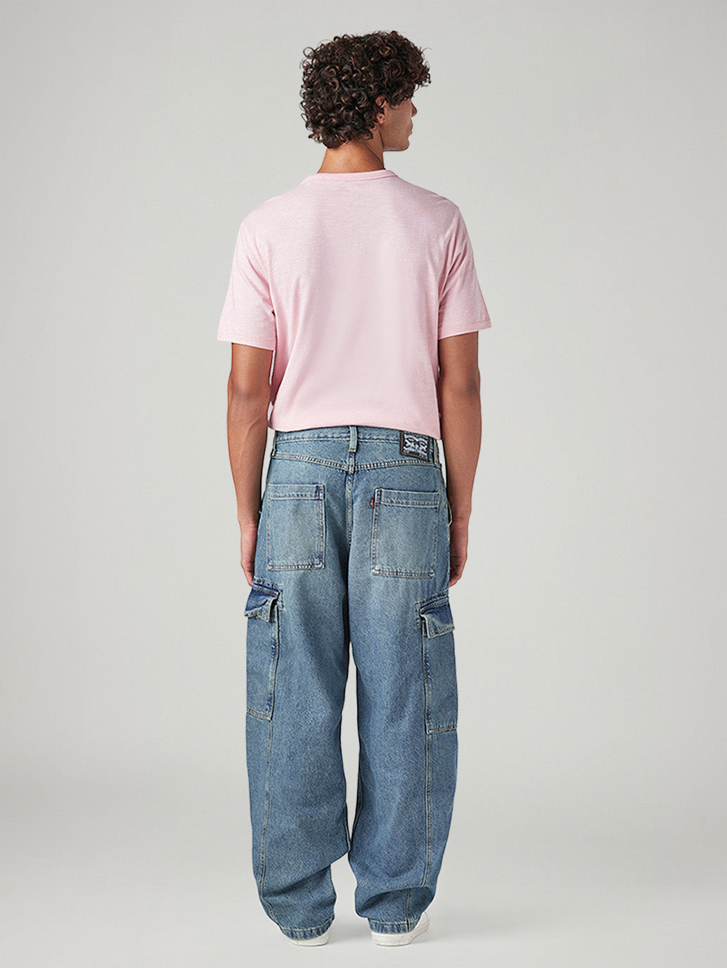 Men's 578 Blue Baggy Fit Mid Rise Tinted Cargos - Back View