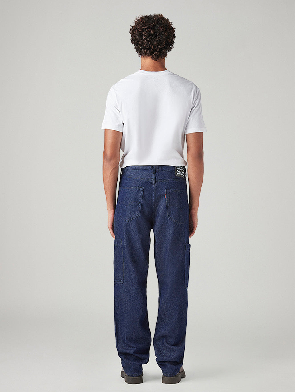 Men's 568 Dark Blue Loose Fit Mid Rise Cargos - Back View