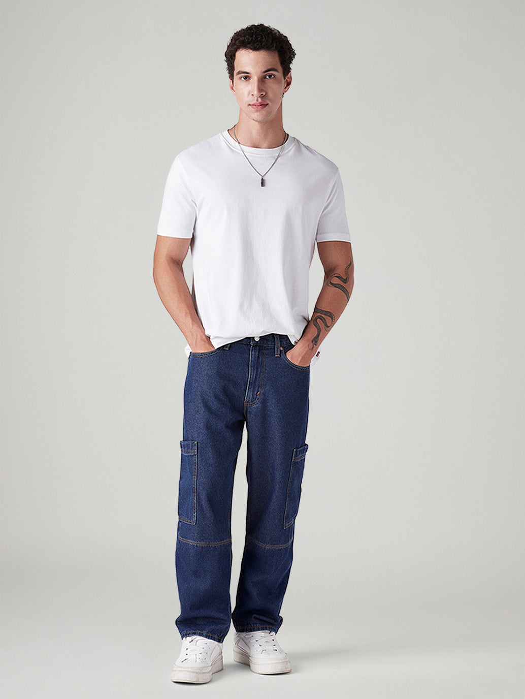 Men's 568 Dark Blue Loose Fit Mid Rise Jeans - Styleshot View