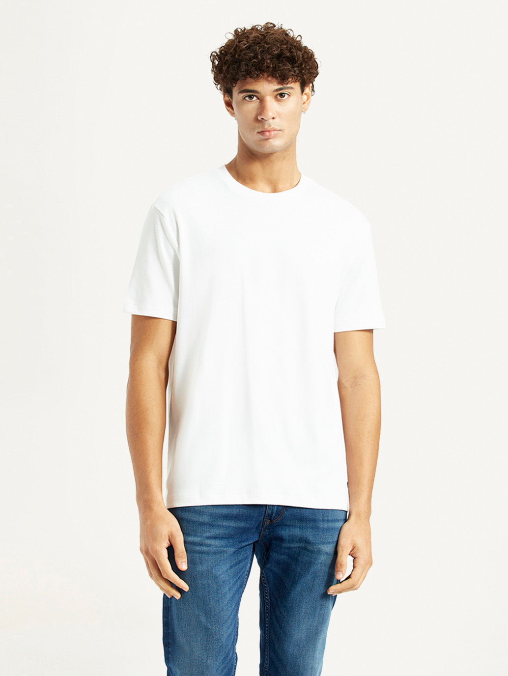 Men's Redloop Solid White Relaxed Fit T-shirt - Front View