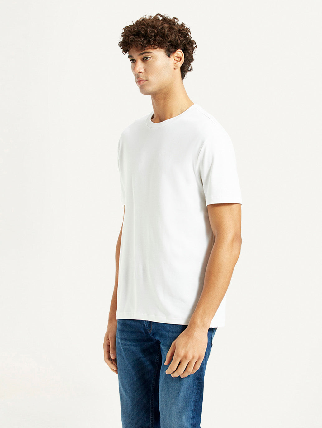 Men's Redloop Solid White Relaxed Fit T-shirt - Side View
