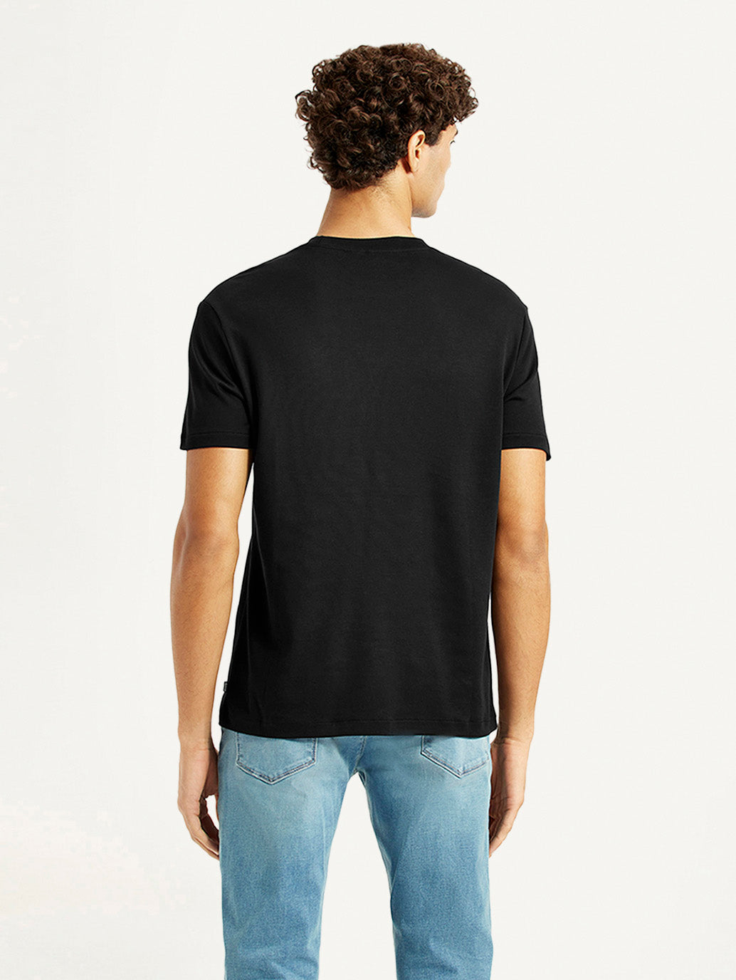 Men's Redloop Solid Black Relaxed Fit T-shirt - Back View
