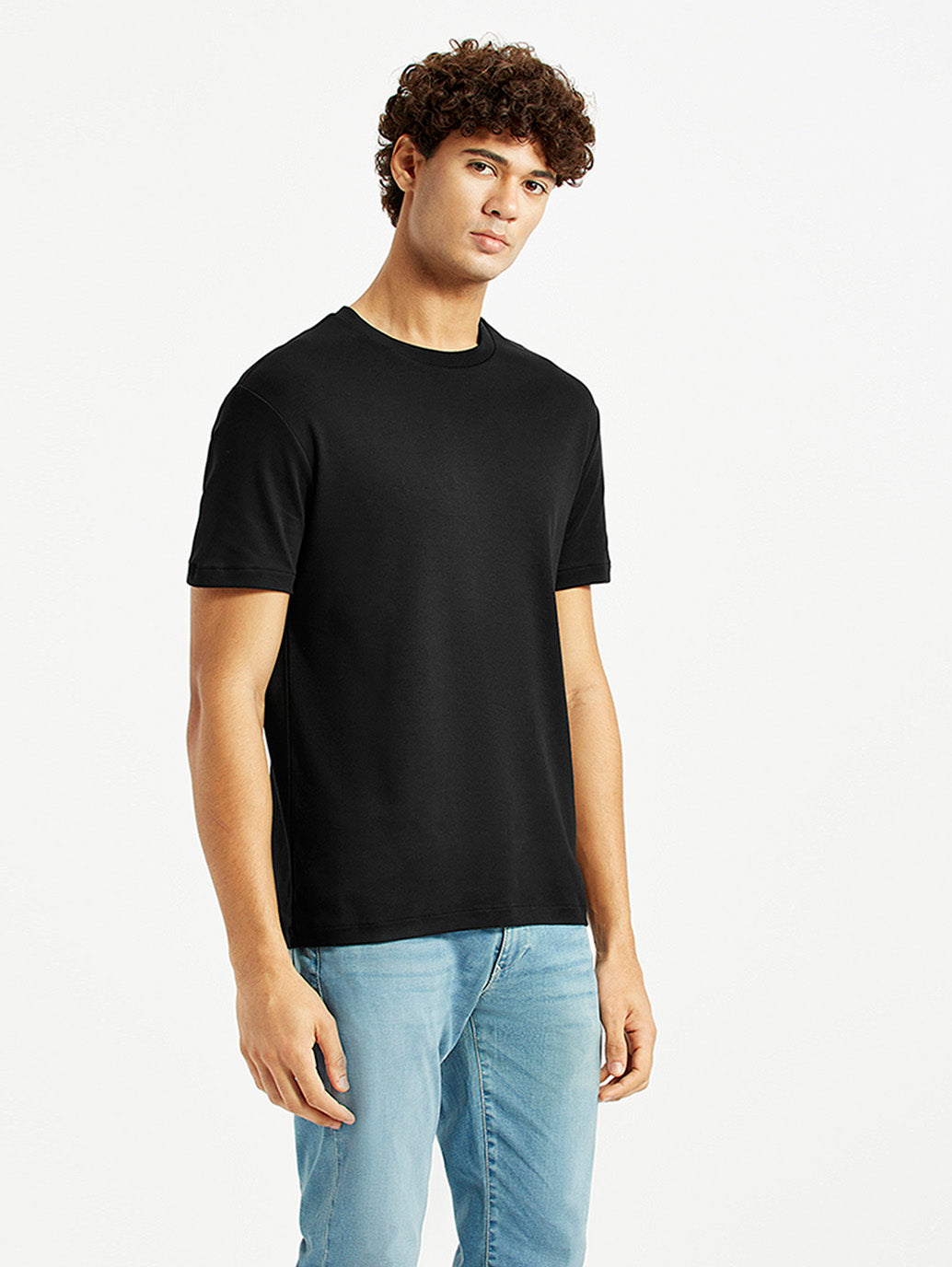 Men's Redloop Solid Black Relaxed Fit T-shirt - Side View