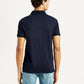 Men's Redloop Solid Navy Slim Fit Polo T-shirt - Back View