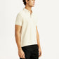 Men's Redloop Solid Cream Slim Fit Polo T-shirt - Side View
