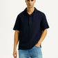 Men's Solid Navy Relaxed Fit Camp Shirt - Styleshot View