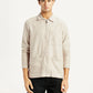 Men's Redloop Self Design Beige Shacket - Front View