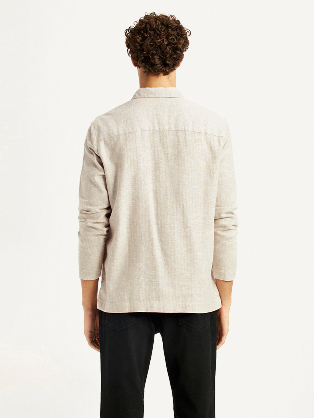 Men's Redloop Self Design Beige Shacket - Back View