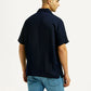 Men's Solid Navy Relaxed Fit Camp Shirt - Back View