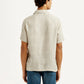 Men's Redloop Solid Beige Relaxed Fit Camp Shirt - Back View