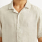 Men's Redloop Solid Beige Relaxed Fit Camp Shirt - Detail View