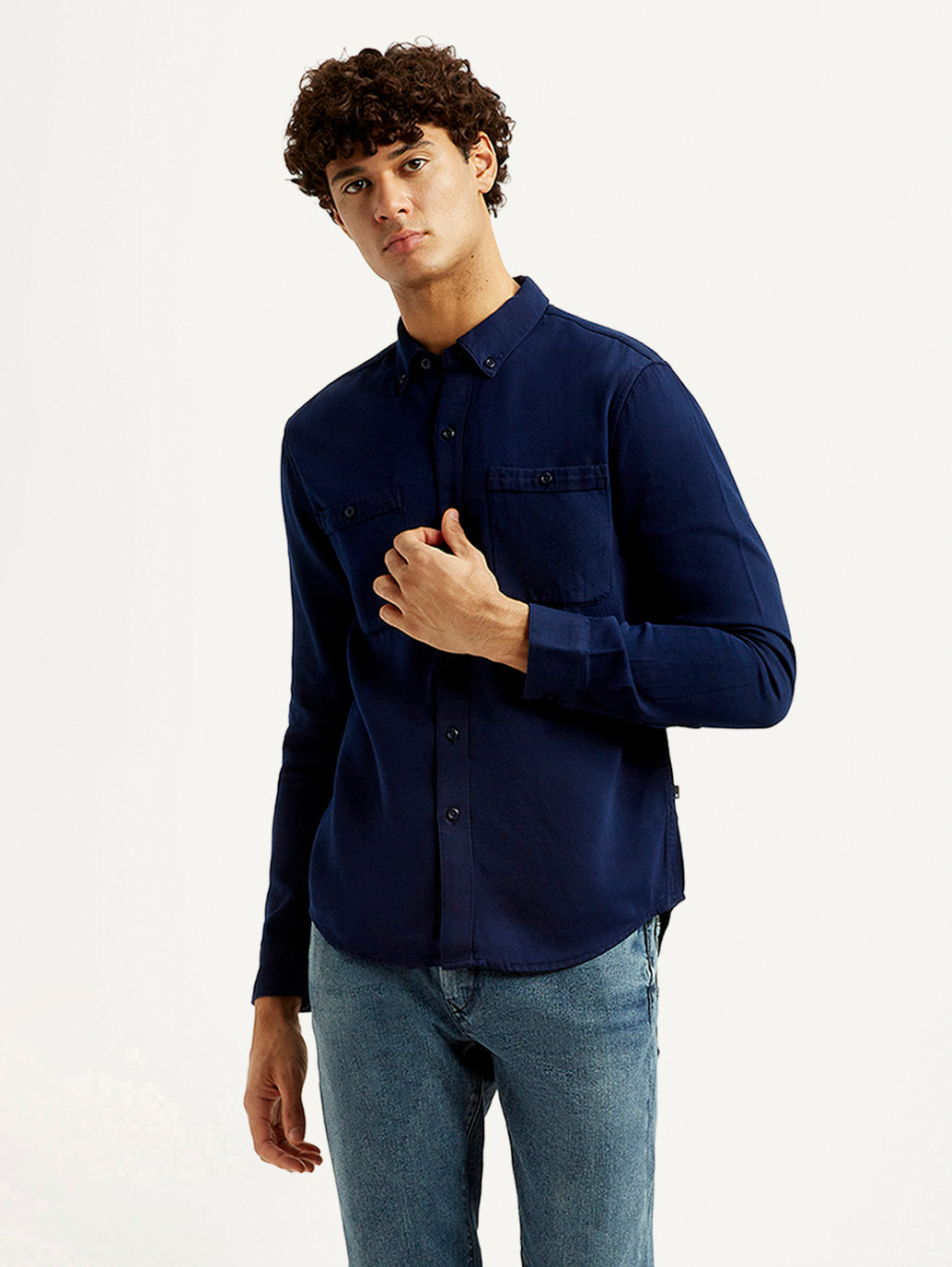 Men's Redloop Solid Navy Slim Fit Shirt