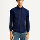 Men's Redloop Solid Navy Slim Fit Shirt - Front View