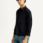 Men's Redloop Solid Black Slim Fit Shirt - Side View