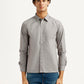 Men's Redloop Solid Grey Slim Fit Shirt - Front View