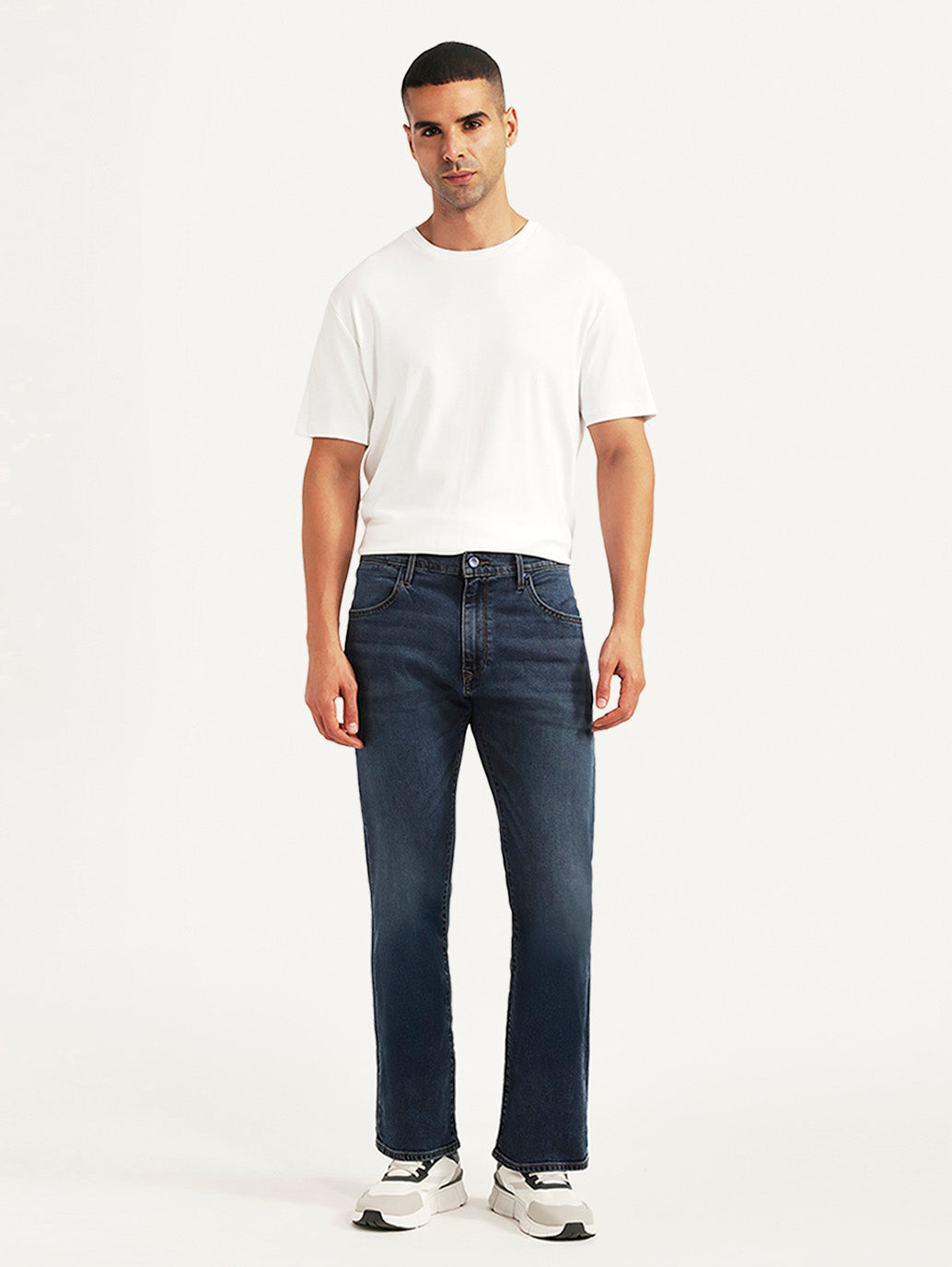Men's Redloop 517 Dark Blue Bootcut Fit Mid Rise Jeans - Front View