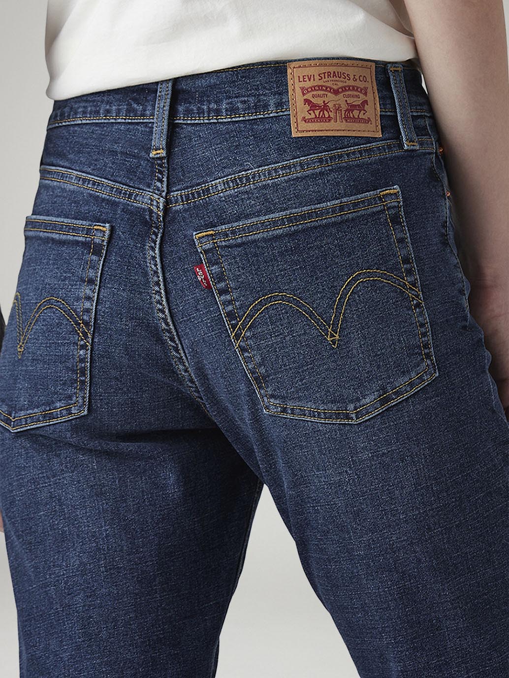 Women's Dark Indigo Wedgie Slim Fit Mid Rise Jeans - Detail View