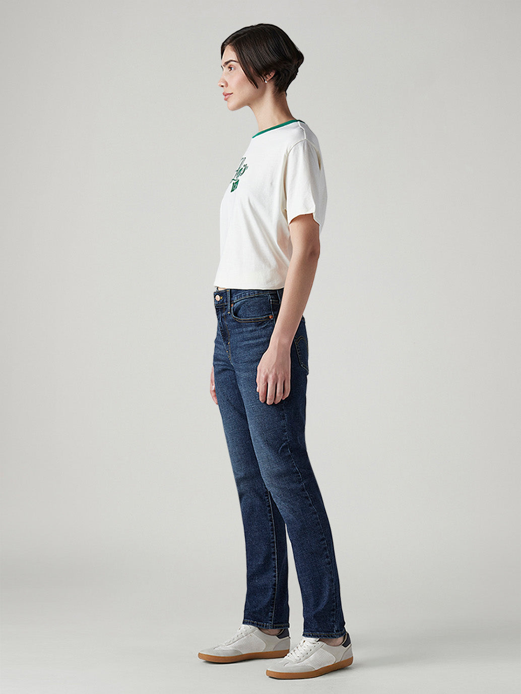 Women's Dark Indigo Wedgie Slim Fit Mid Rise Jeans - Side View