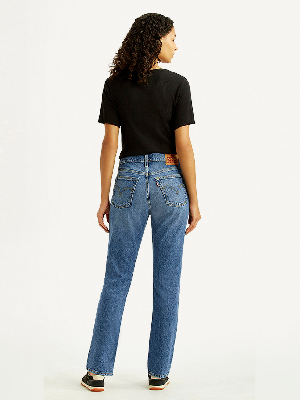Women's Blue Wedgie Straight Fit Mid Rise Jeans - Back View