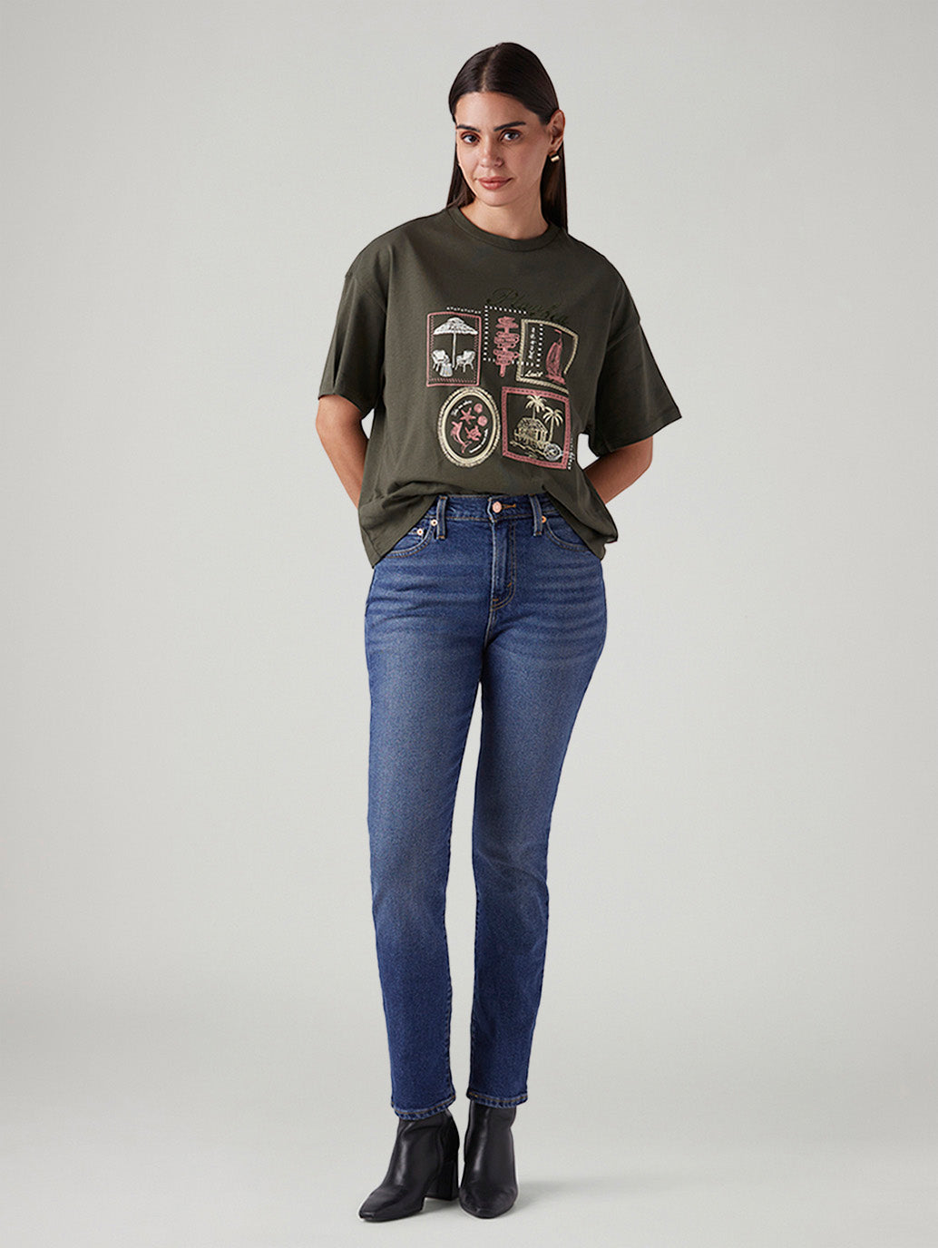 Women's Blue Wedgie Slim Fit Mid Rise Jeans - Styleshot View