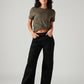 Women's Black Loose Bootcut Fit Mid Rise Jeans - Styleshot View