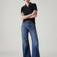 Women's Blue Loose Bootcut Fit Mid Rise Jeans - Styleshot View