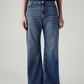 Women's Blue Loose Bootcut Fit Mid Rise Jeans - Front View