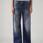 Women's Med Indigo Loose Bootcut Fit Mid Rise Jeans - Front View