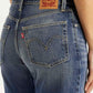 Women's Tinted Blue Loose Bootcut Fit Mid Rise Jeans - Detail View