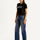 Women's Tinted Blue Loose Bootcut Fit Mid Rise Jeans - Side View