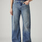 Women's Blue Loose Bootcut Fit Mid Rise Jeans - Front View