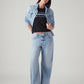 Women's Light Blue Loose Bootcut Fit High Rise Jeans - Styleshot View