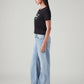 Women's Light Blue Loose Bootcut Fit High Rise Jeans - Side View