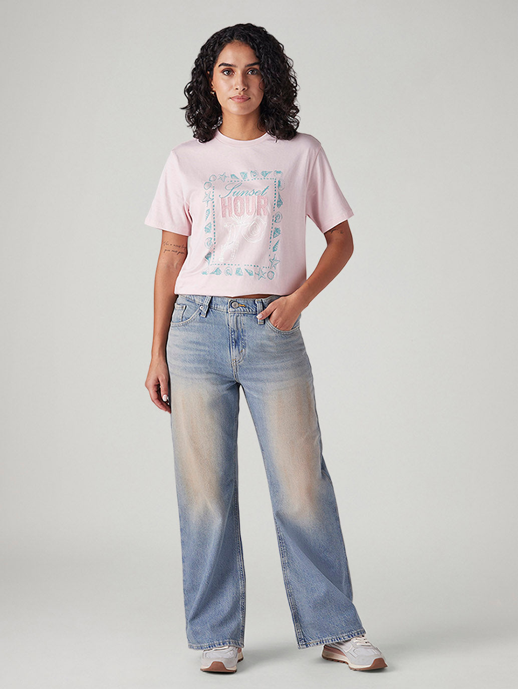 Women's Light Blue Loose Bootcut Fit High Rise Jeans