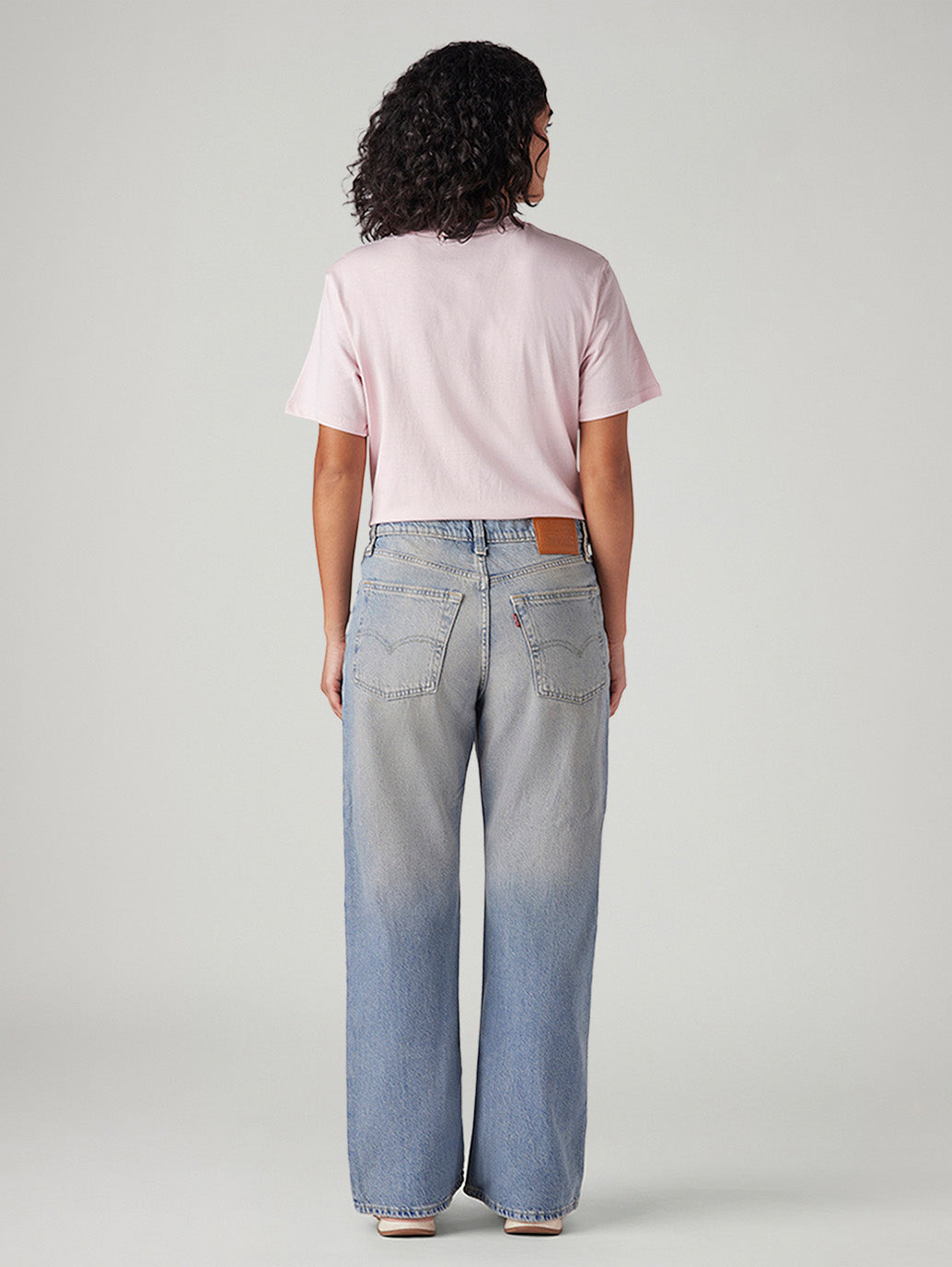 Women's Light Blue Loose Bootcut Fit High Rise Jeans - Back View