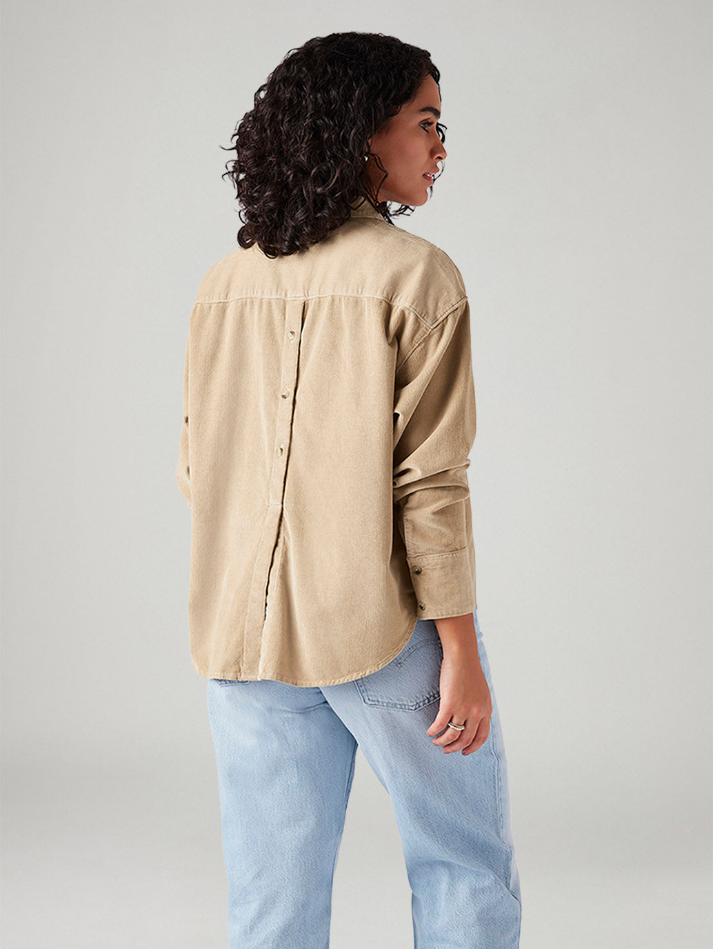 Women's Solid Relaxed Fit Shirt - Back View