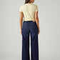 Women's Dark Indigo Ribcage Wide Leg Fit High Rise Jeans - Back View