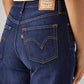 Women's Dark Indigo Ribcage Wide Leg Fit High Rise Jeans - Detail View