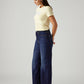 Women's Dark Indigo Ribcage Wide Leg Fit High Rise Jeans - Side View